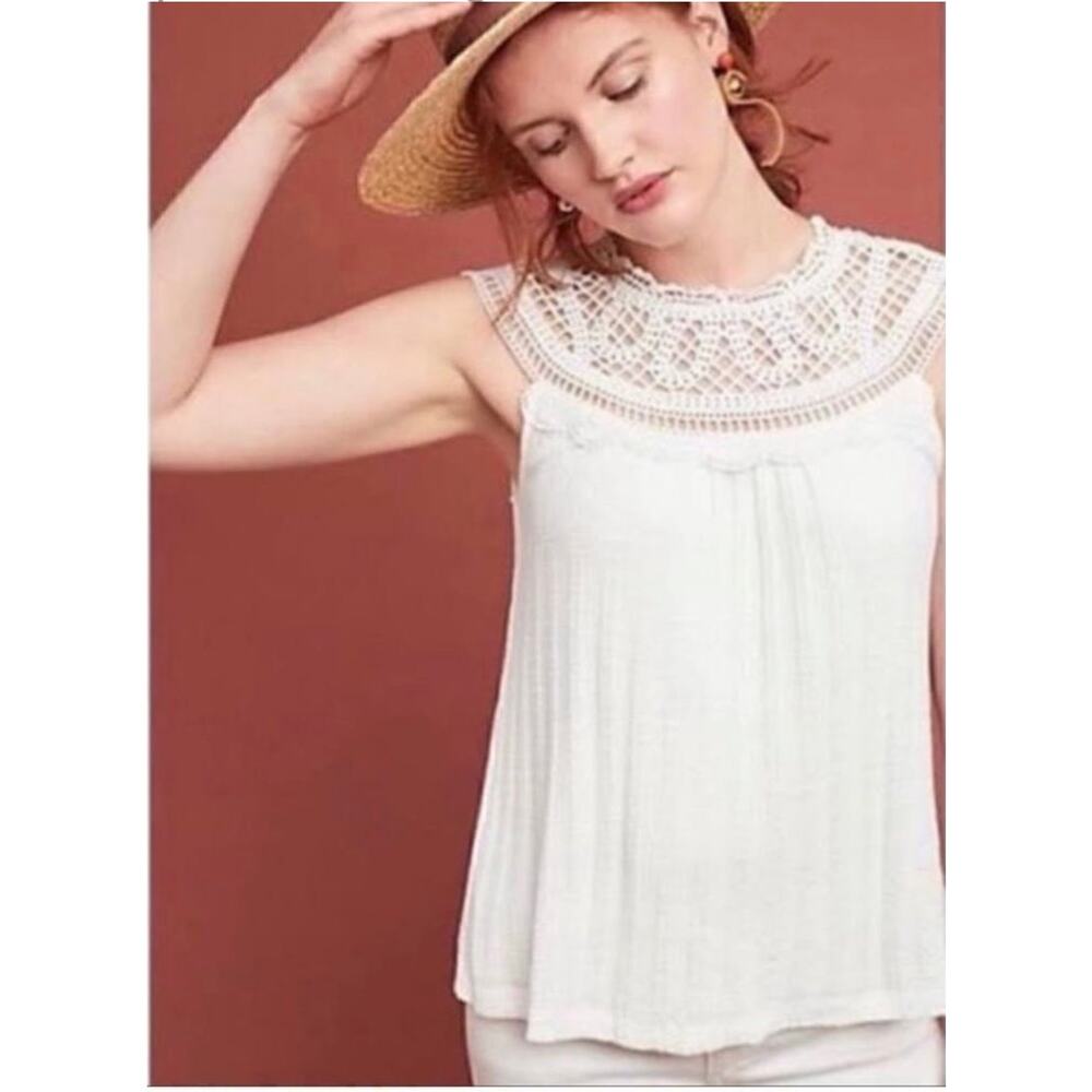 Meadow Rue By Anthropologie Sierra Crochet Tank Size: L Color: Ivory